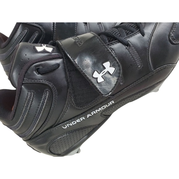 Under Armour Intensity Mid Football Cleats Men 13.5 D Black Dual Plate Tech - Picture 4 of 13